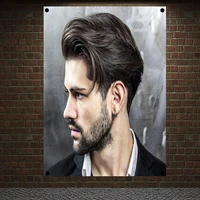 fashioned beard hairstyles for men posters wall sticker hair salon barber shop home decor canvas painting wall hanging c3