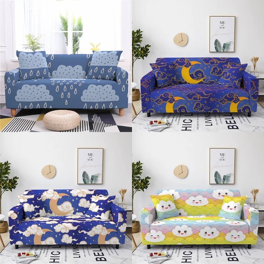 

Cartoon Moon Cloud Sofa Cover For Living Room Sofa Protective Case Elastic Couch Cover Stretch All Inclusive Slipcover 1-4Seater