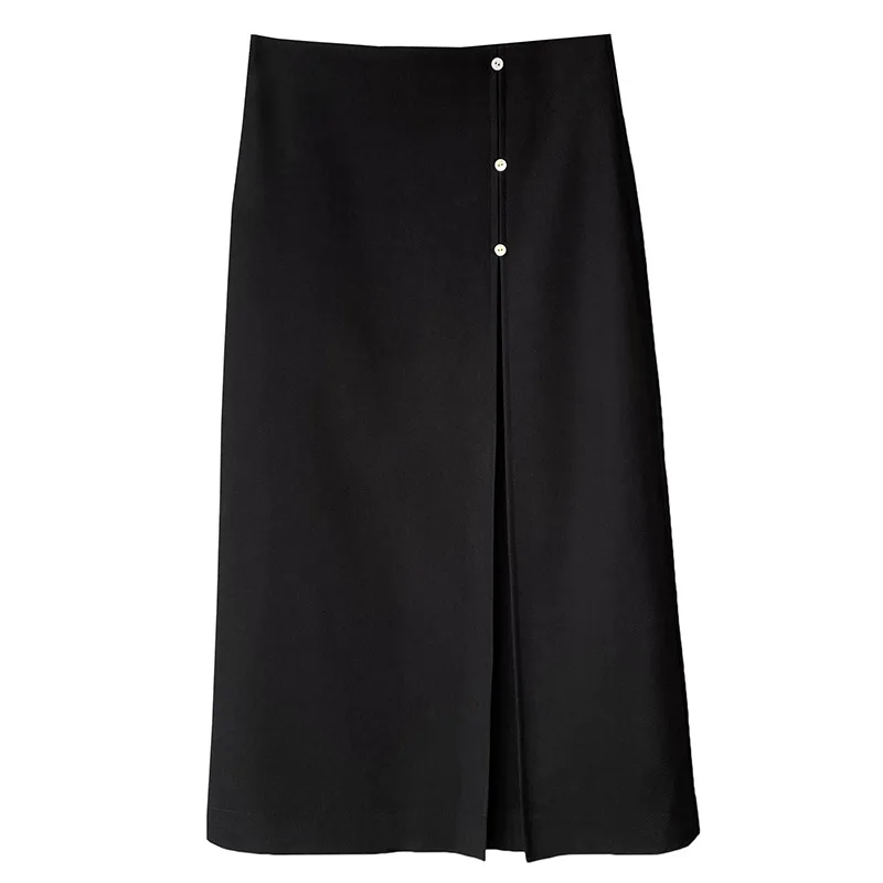 Женская Повседневная юбка с разрезом однотонная длинная трапециевидная макси