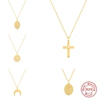 Ожерелье женское из серебра 925 пробы с круглым принтом в виде Луны и Креста