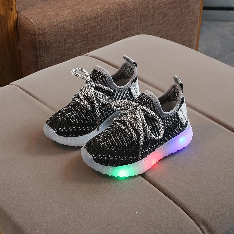 

New Children Luminous Shoes Boys Girls Letter Sport Run Sneakers Casual Shoes Fashion Kids Mesh Sport Girl Led Light Shoes
