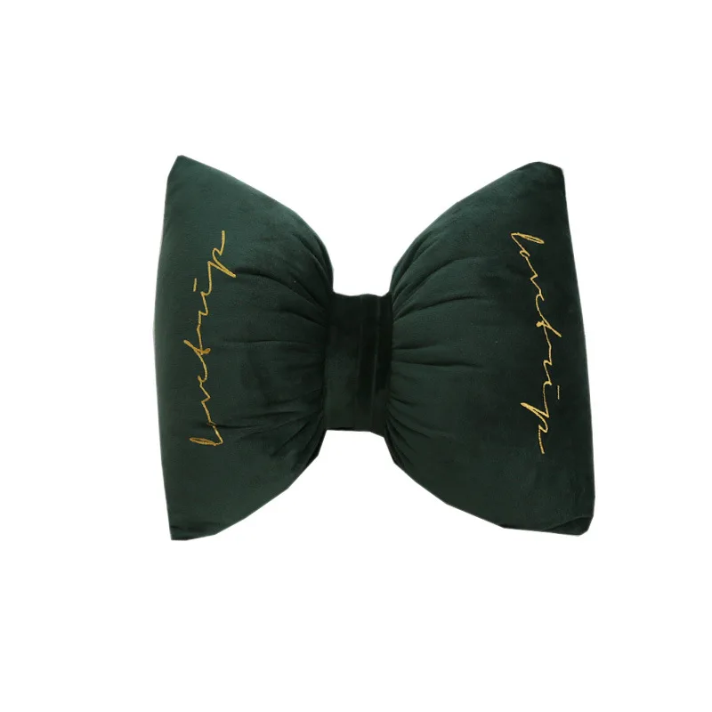 Fashion Nordic Soft Velvet Bow Car Headrest Neck Guard Back Cushion Plush Sofa Throw Pillow Office Waist Home Decorative |