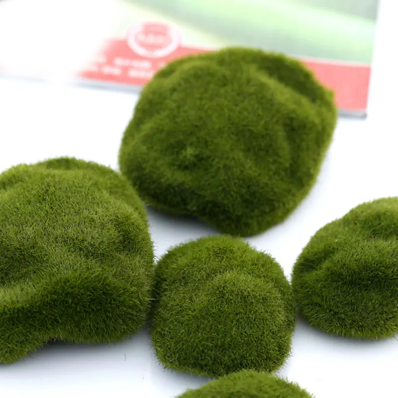 Искусственный пенный зеленый мох растения поддельные камни покрытые мхом