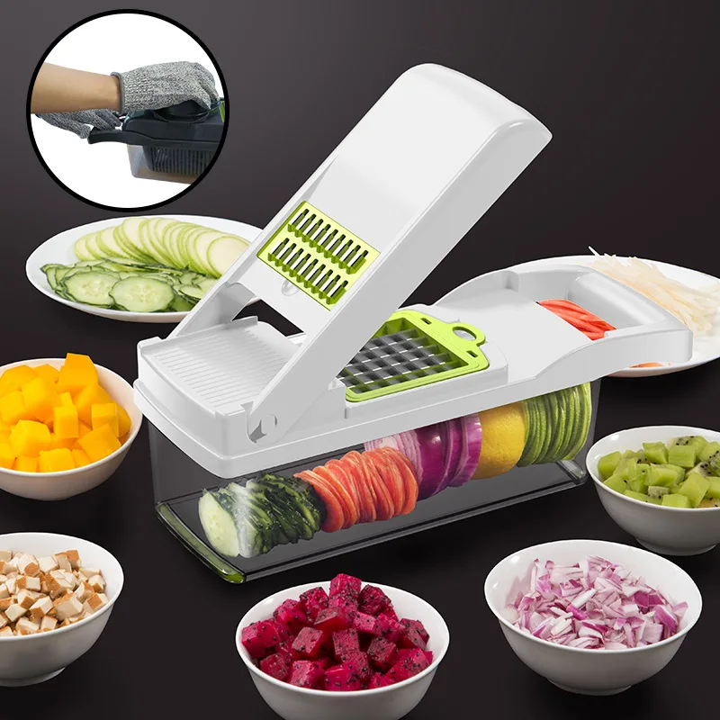 Multifunctional Vegetable Cutter Fruit Vegetables Slicer Carrot Potato Onion Chopper with Basket Grater Kitchen Accessories | Дом и сад