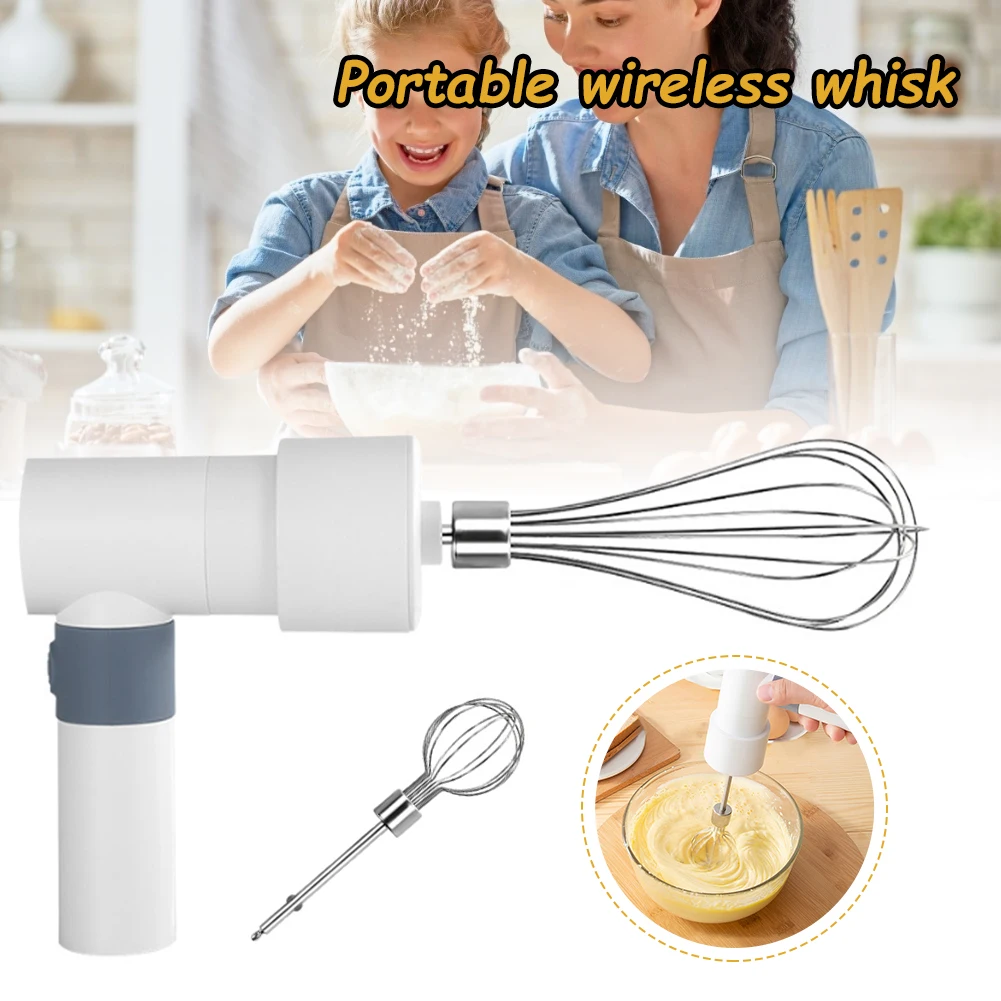 

Cordless Egg Beater Electric Hand Mixer Mini Handheld Mixer Portable Kitchen Blender with 2 Egg Beaters