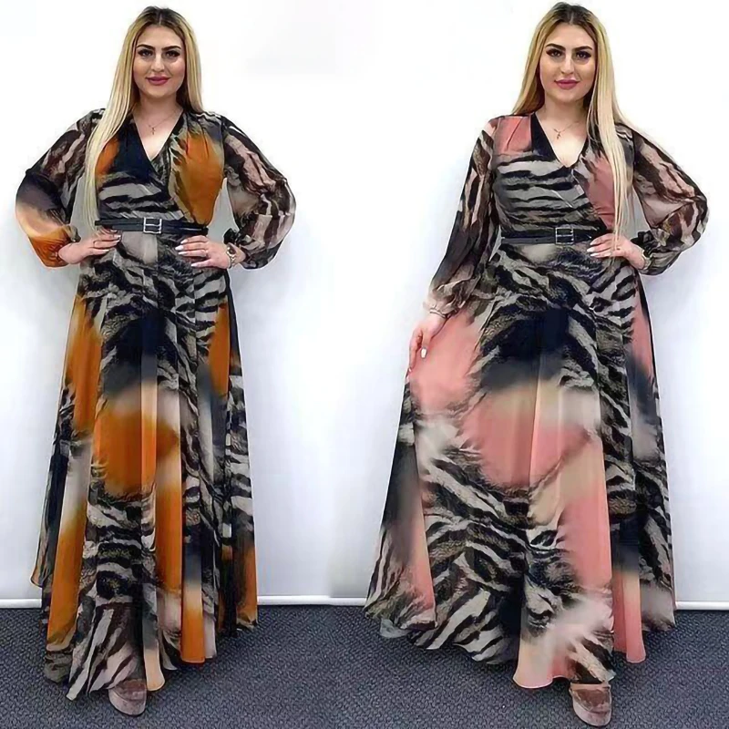 Abaya Дубай Кафтан с поясом мусульманское модное платье шифоновая американская одежда платья с V-образным вырезом арабский халат