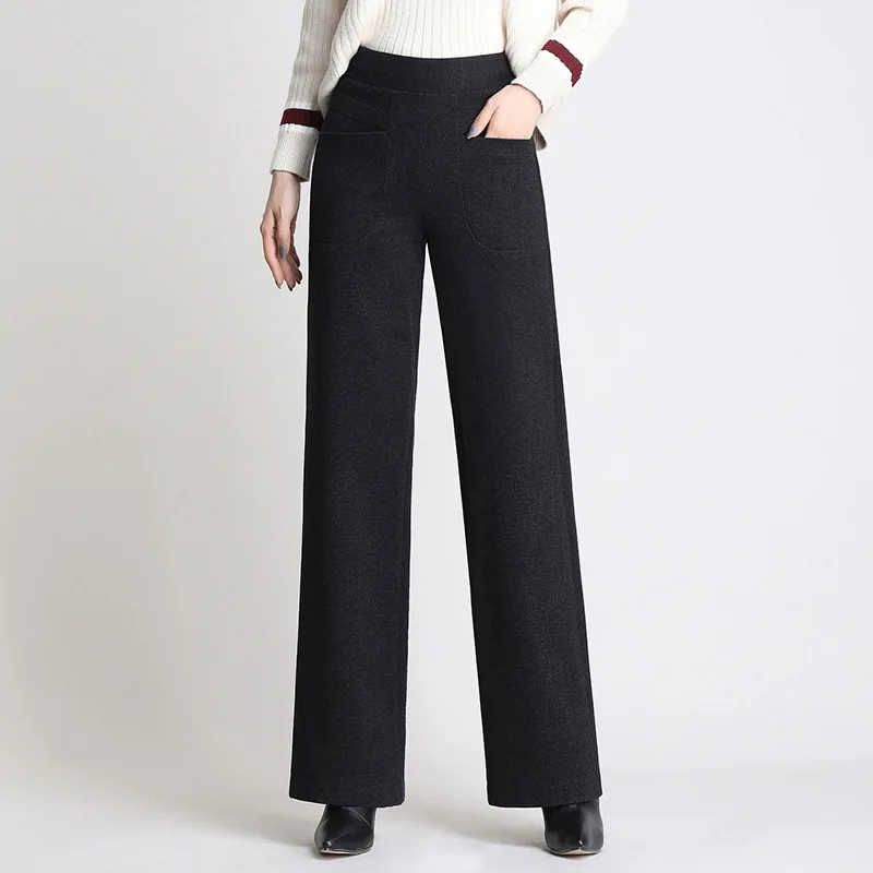 Женские Эластичные шерстяные брюки прямые облегающие эластичные большого