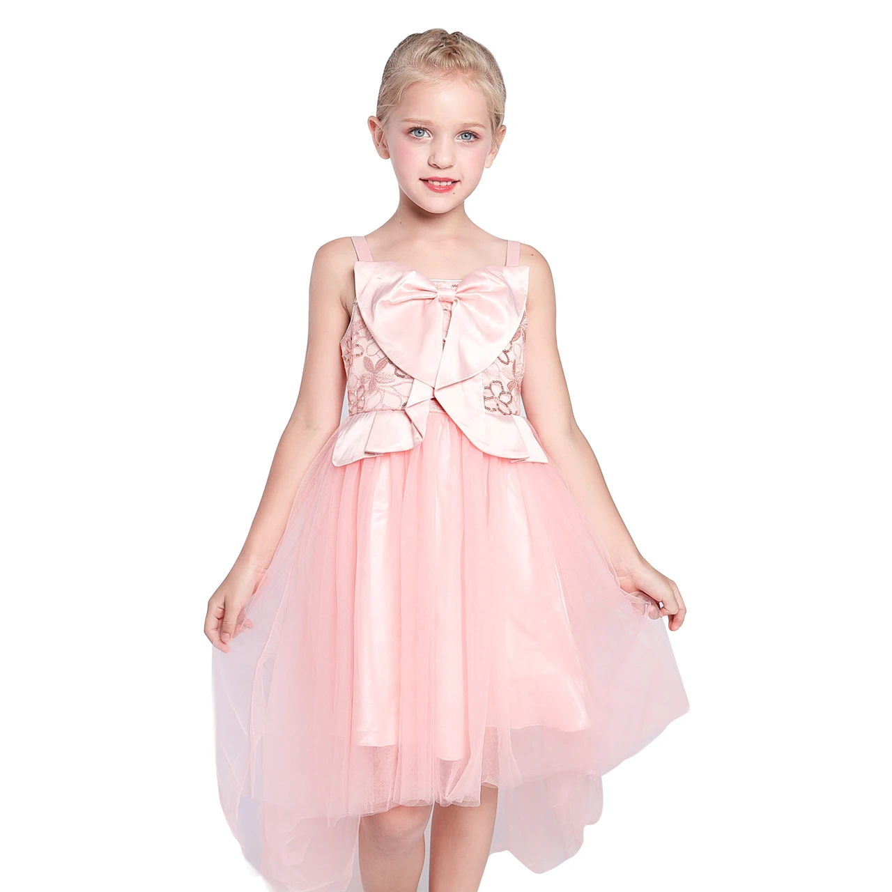 

Flower Girl Dress One Shoulder Blue Maple leaf Tulle Party 2020 Summer Princess Wedding Dresses Children Clothes Pageant