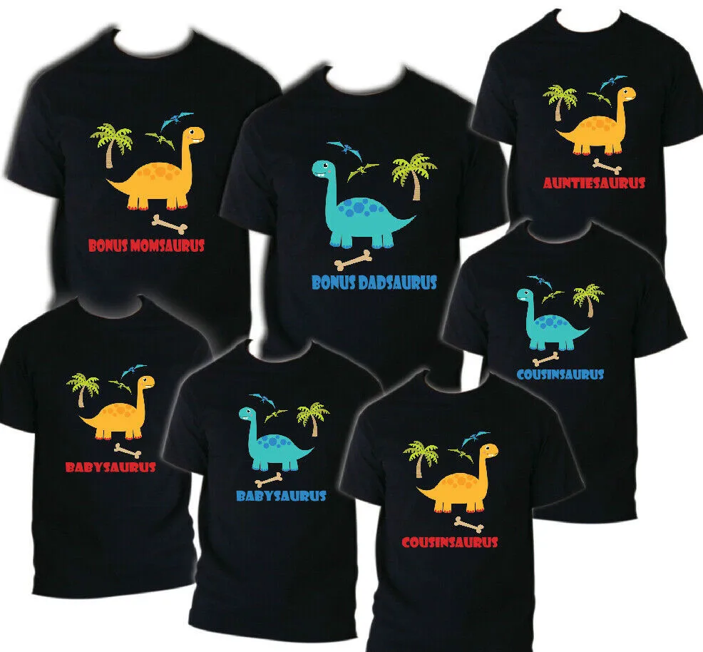 Динозавр большая семья День рождения партия подходящая футболка семейная одежда