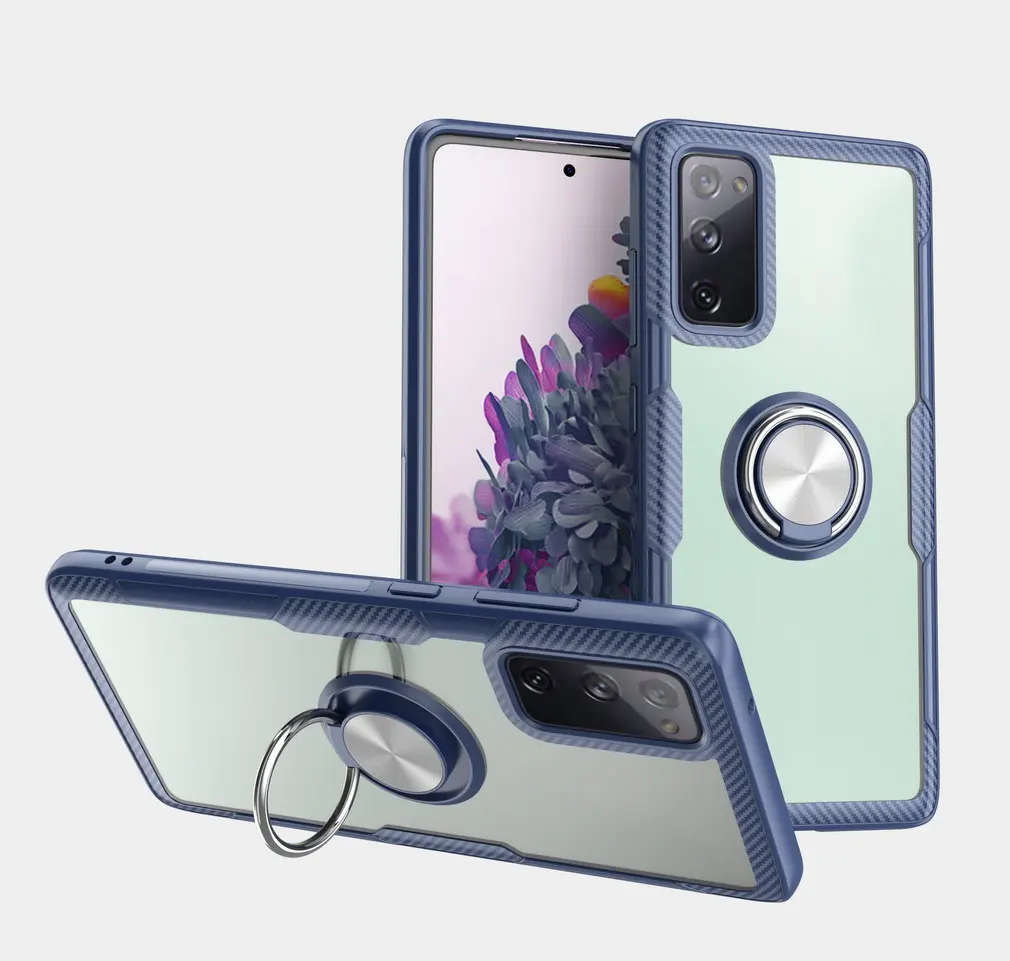 

Transparent Case For Samsung S20 FE case S20 Plus metal Bracket Ring Cover for Galaxy Note 20 Ultra S10E Note 10 Lite S9 +