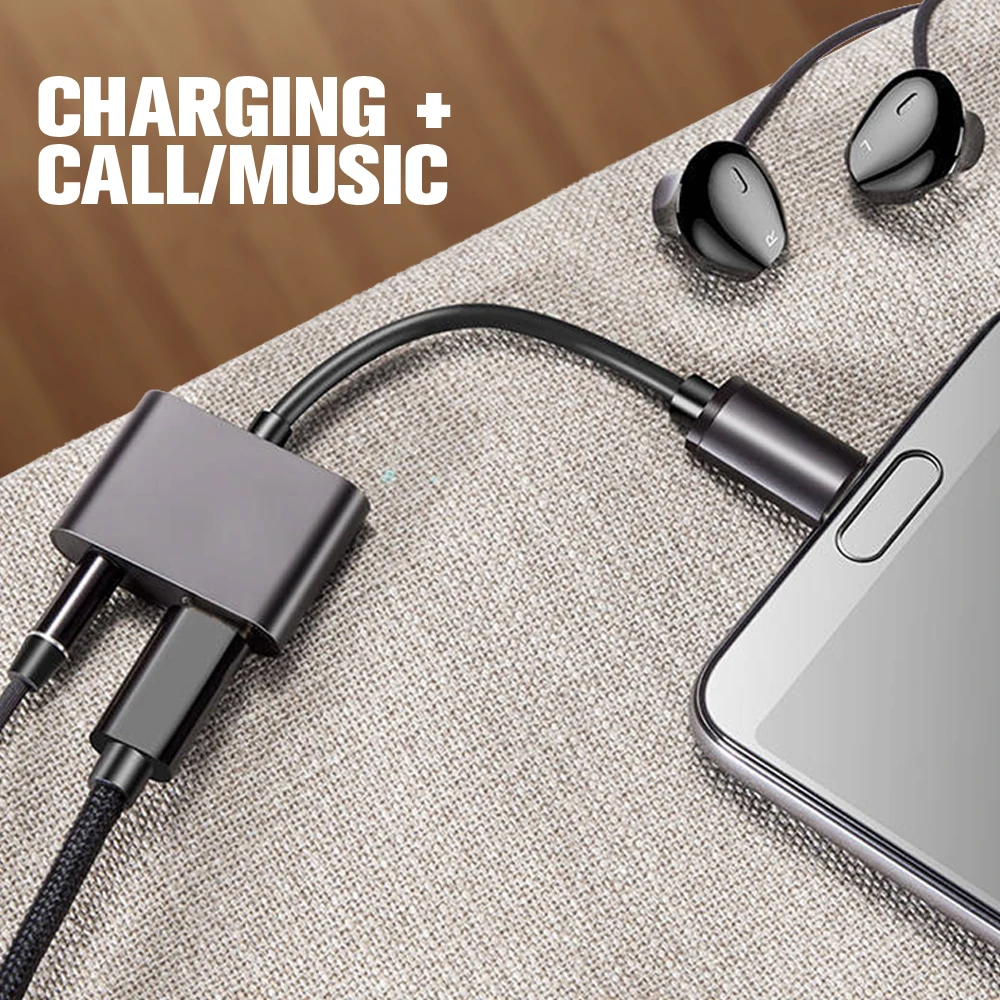 FONKNEN 2 в 1 usb type C до 3,5 мм конвертер USB-C адаптер для быстрой зарядки адаптер для наушников Разъем для наушников кабель для зарядки