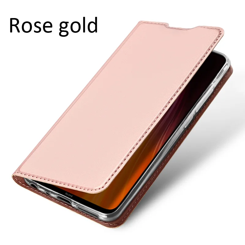 DUX DUCIS чехол для Xiaomi Redmi Note 8 Pro 8T 8A Книга Флип кожаный бумажник чехол - Цвет: Rose gold