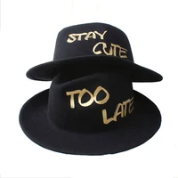 100 wool hat high quality unisex fedora hat gold printing hat men popular unique hats for women cool nice hats womens hat