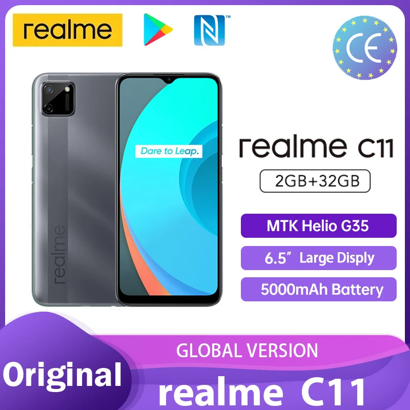 Смартфон realme C11 2 + 32 ГБ глобальная версия дюйма Helio G35 5000 мАч | Мобильные телефоны и