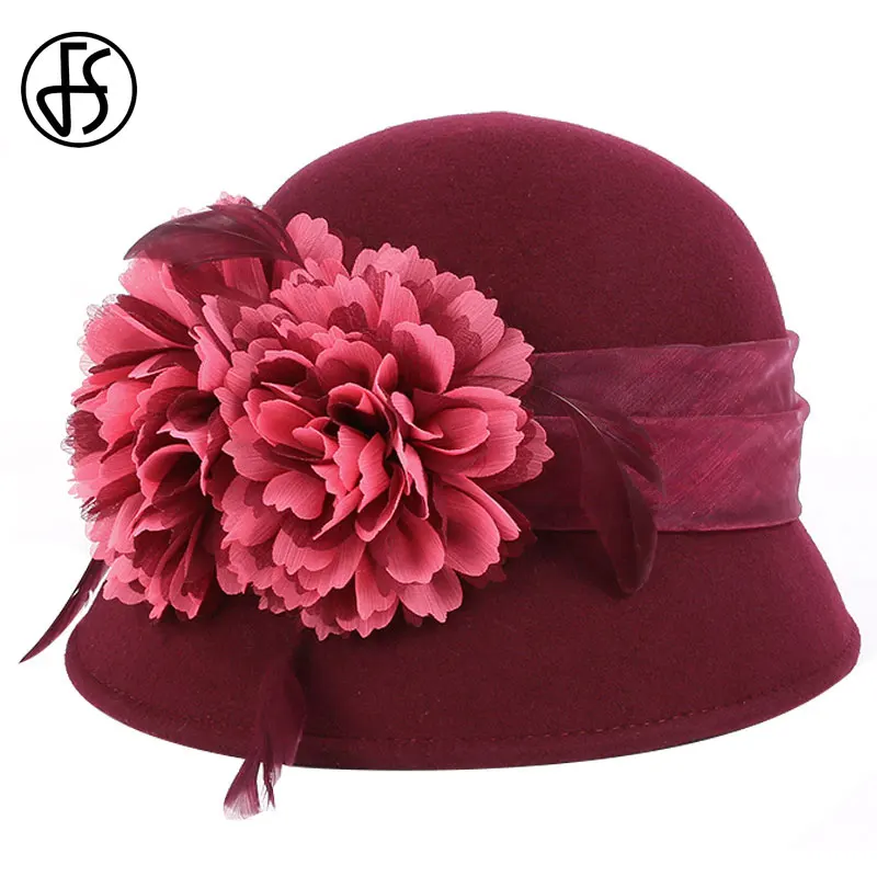 Женская свадебная шляпа FS элегантная розовая фетровая с широкими полями