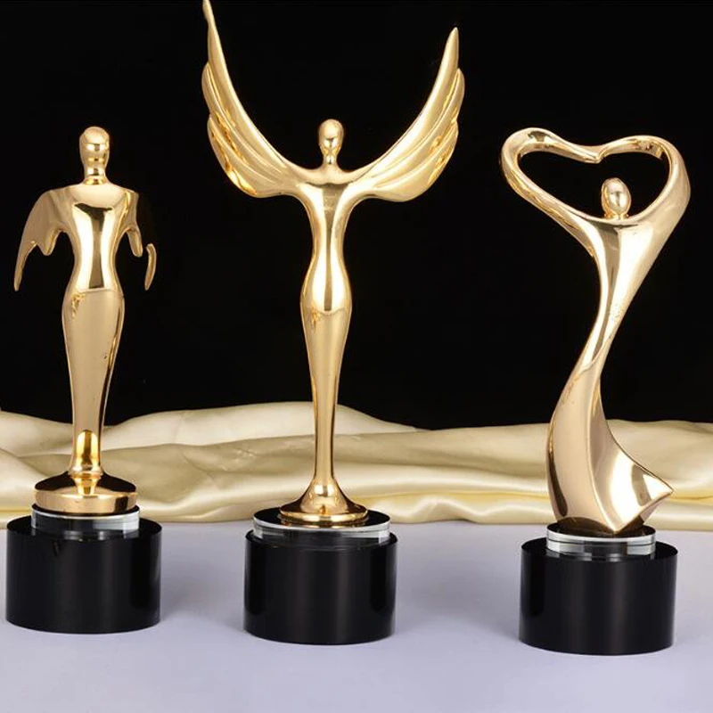 Creative Black Crystal Trophy Figurines Home Statue Crafts Gold plated Oscar Sculptures Accessories Livingroom Ornaments | Дом и сад