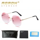 Солнцезащитные очки AORON для женщин, многоугольные, металлические, без оправы, с УФ-защитой, с чехлом