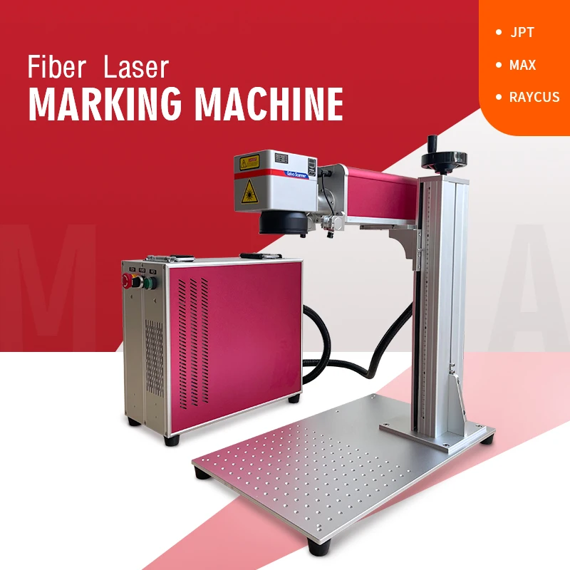 

20W 30W 50W Fiber Laser Marking Machine With D80 Rotary Parts Raycus JPT Laser Source Engraver Metal Gold Silver Steel Plate