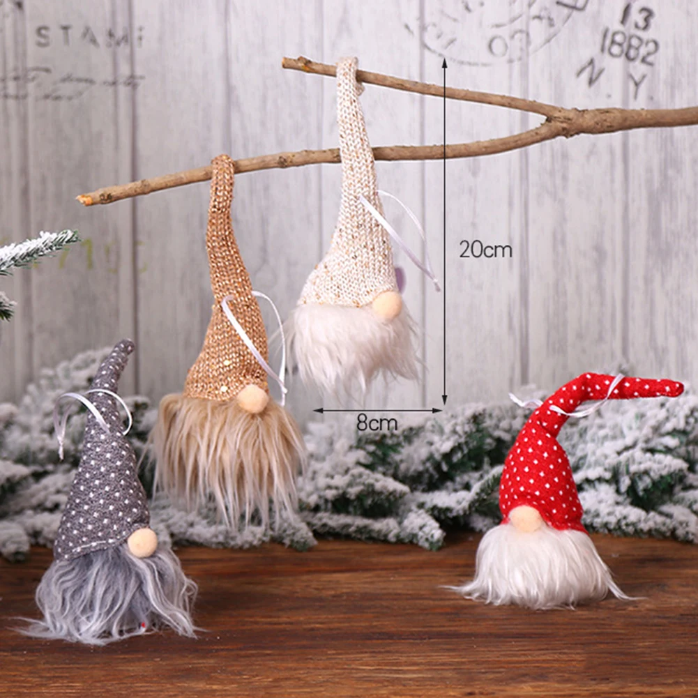 

LED Christmas village Lighting Gnome Doll Pendant Swedish Figurines Christmas Tree Hanging Decorations Home Festival Party Favor