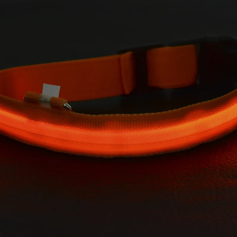 LED Pet Dog Collar Night Safety Flashing Glow In The Dark Quality Nylon Leash Dogs Luminous Fluorescent Collars Supplies | Дом и сад