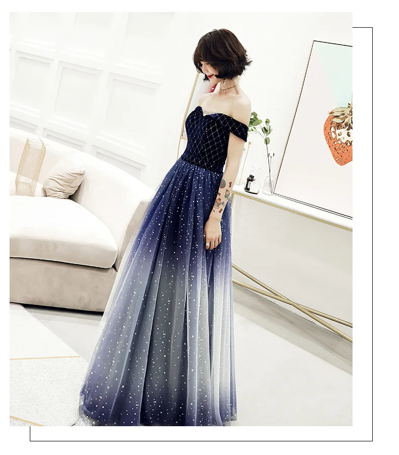 

sexy Sequins Off Shoulder Dress Elegant Gradient Evening Dresses Women Party Women Evening Dress Vestidos