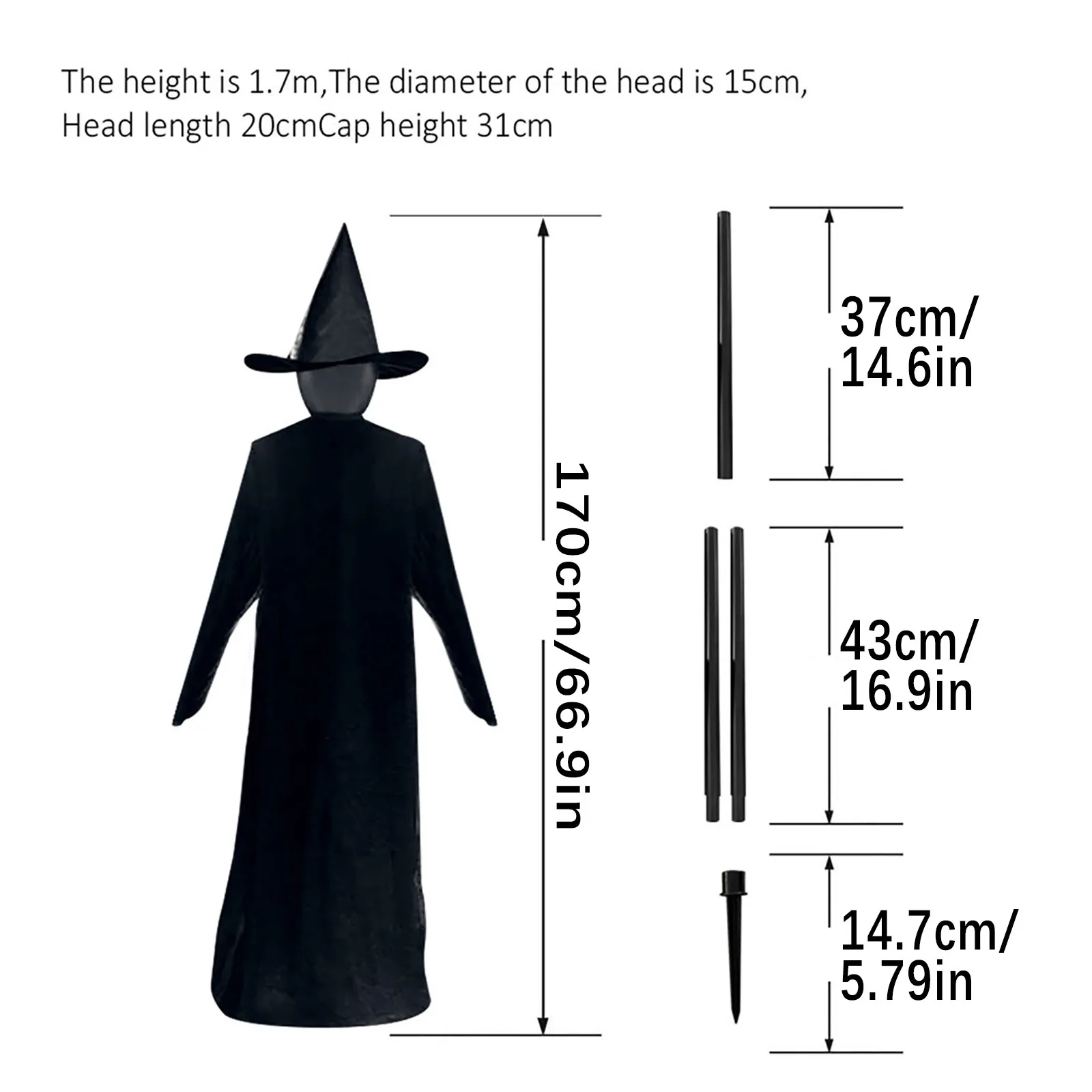 

Home Decor Halloween Ornaments Voice Control Induction Luminous 3 People Holding Hands Witch