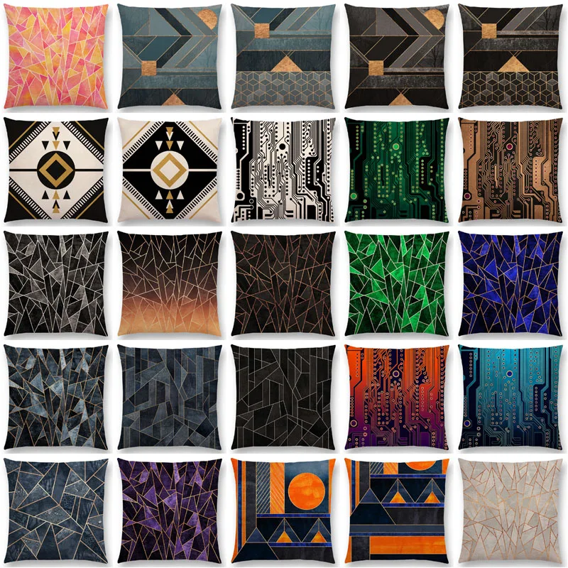 

Новинка абстрактные Геометрические Цвета Полосы осколкивающие Аметист Сапфир Красочные принты наволочка для автомобильного дивана навол...