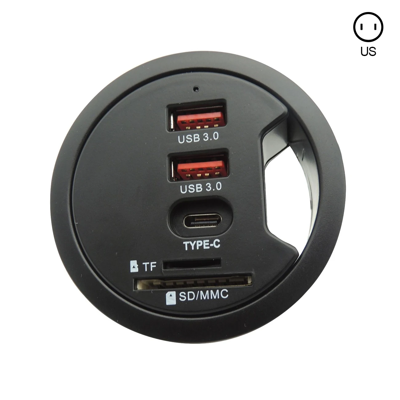 

USB 3.0 Hub WDX Grommet Hole in Desk 2 Port Type-A and 1 Port Type-C with SD/TF Card Reader for Connection Between Desk and PC