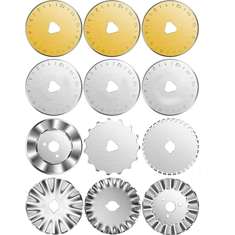 

12Pcs Rotary Cutter Blade Replacement Rotary Blades Round Trimmer Refill Blade in 45 mm,for Quilting Cut Sewing Craft
