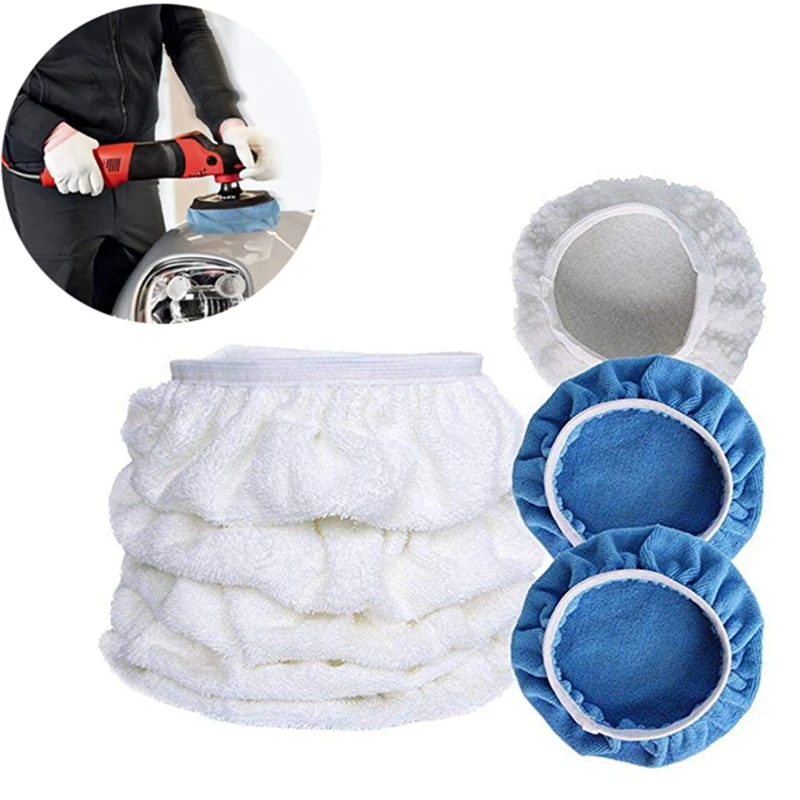 

7Pcs Car Polisher Pad Bonnet Polishing Bonnet Polishing Hood Set Buffing Pad Cover For 220Mm-250Mm(9-10 Inch) Car Paint Care Wax