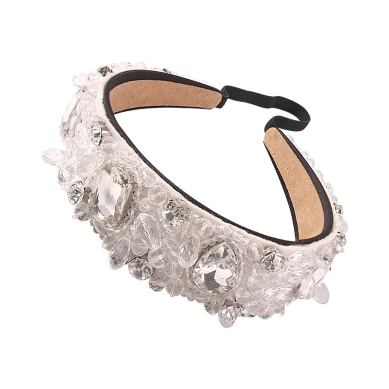 

Wedding Bridal Jewelry Headband Clear Crystal Glass Drill Beading Floral Hair Hoop Romantic Banquet Party Headdress