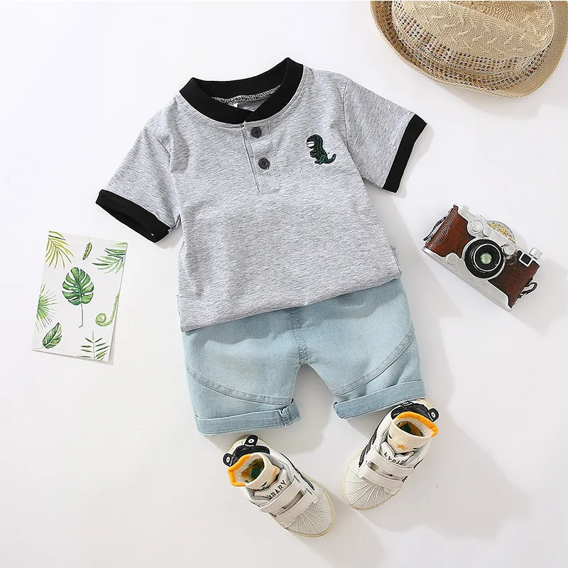 Хлопковый комплект одежды для новорожденных мальчиков мультяшный рисунок