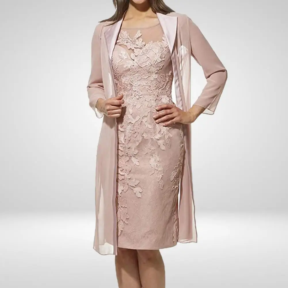 

Casual Women Dress Plus Size Solid Lace Cardigan Long Sleeve Knee-length Fashion Slim Dress Set Robe Femme Женское Платье 2021