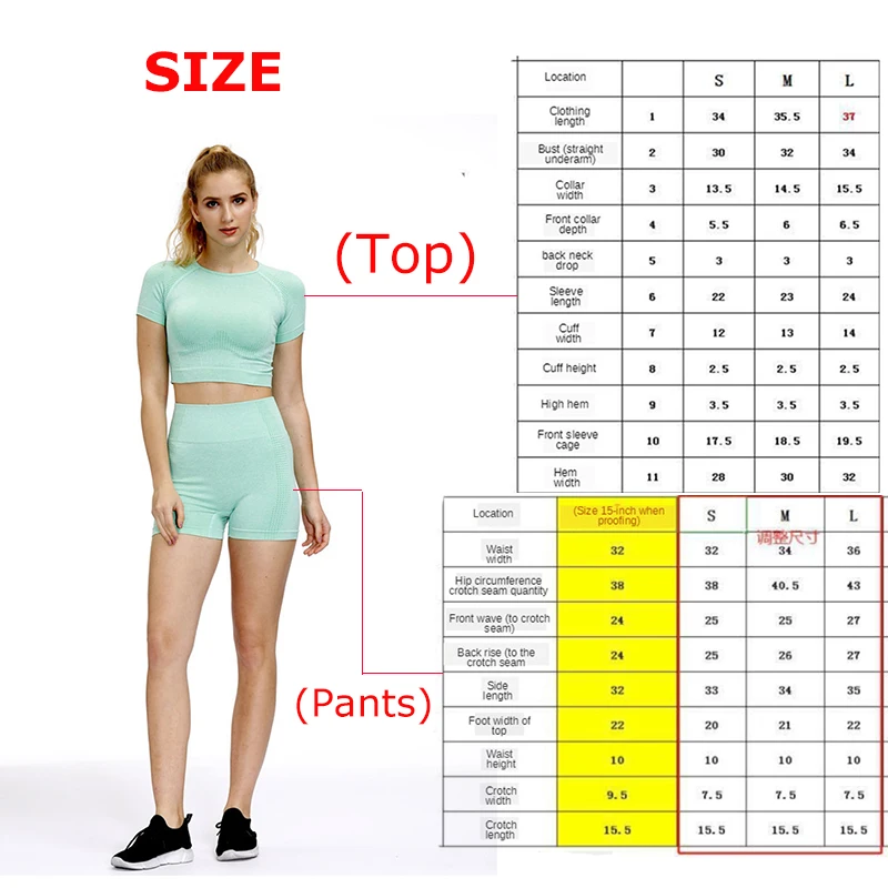 

2 Piece Women Short Sleeve Yoga Set Vital Seamless Sport Suit Gym Clothes Fitness Crop Top Shirt High Waist Shorts Sportswear
