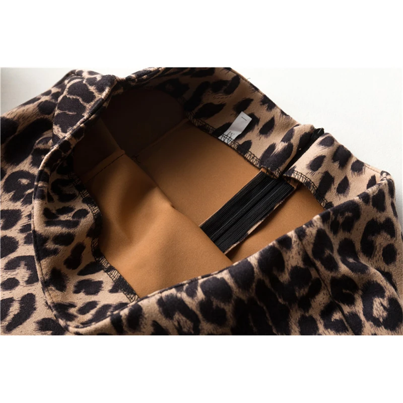 Новая Ретро леопардовая Рабочая Юбка Модная высокая талия тонкая Корейская