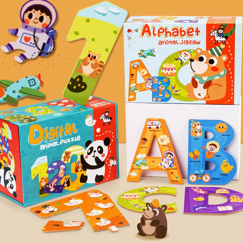 

Cartoon Pattern Puzzles for Kids Personalized Jigsaw Geometric Shaped Wooden Puzzle Sets Children's Educational 3D Puzzle
