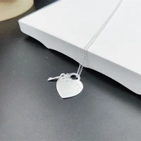 925 sterling silver necklace for women trend heart and key pendant clavicle 2021 luxury brand couple gift jewelry accessories