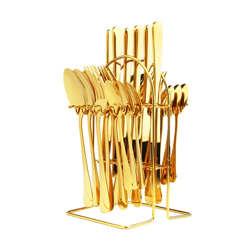 

24-piece cutlery set, with stand, stainless steel cutlery set, can accommodate 6 people, including knife/fork/spoon