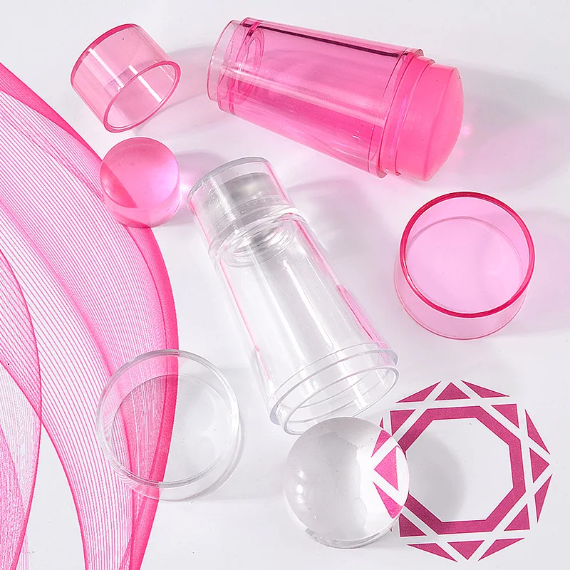 Силиконовый стемпер для ногтей с двойной головкой блестящий прозрачный 2 8 см