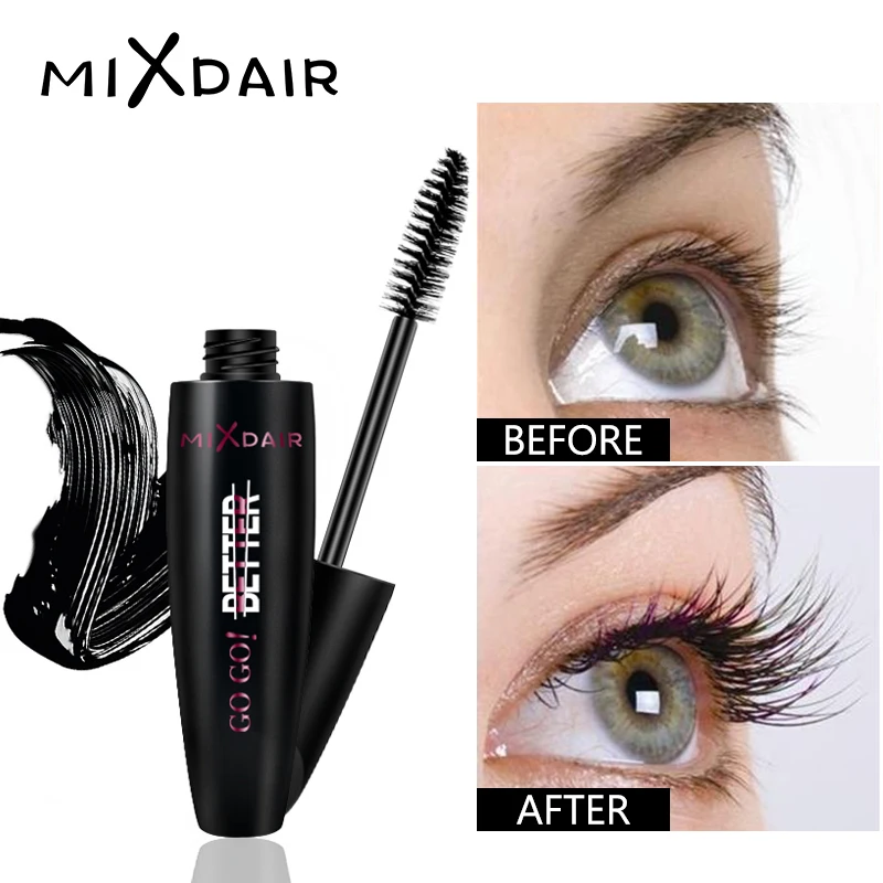 MIXDAIR, 3D волокно, тушь для ресниц, Водостойкая тушь для ресниц, инструмент для макияжа, толстая черная длинная тушь для ресниц, косметика, удлинение ресниц, макияж