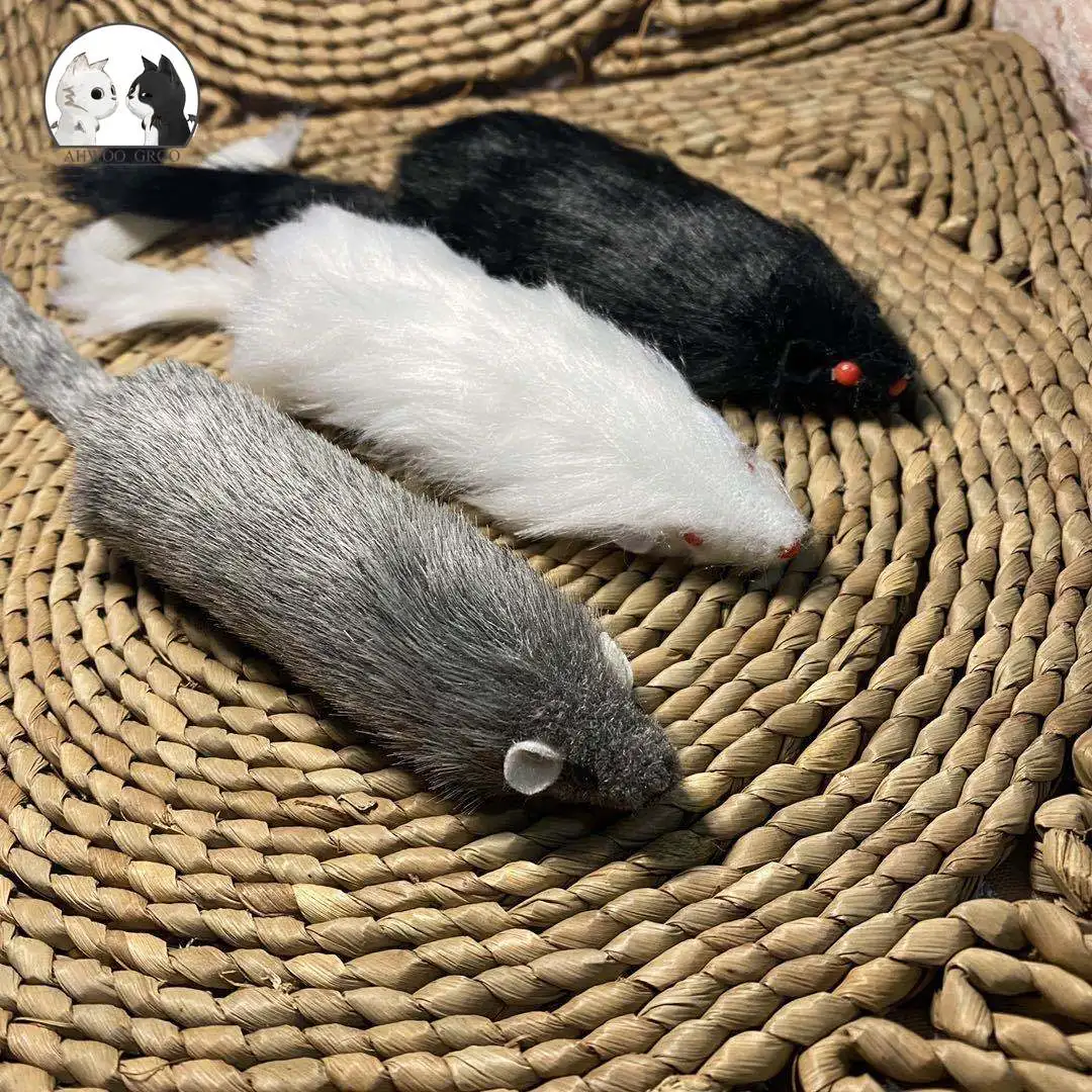 Имитация мыши игрушки для кошек забавная мягкая плюшевая мышь звуковая пищалка