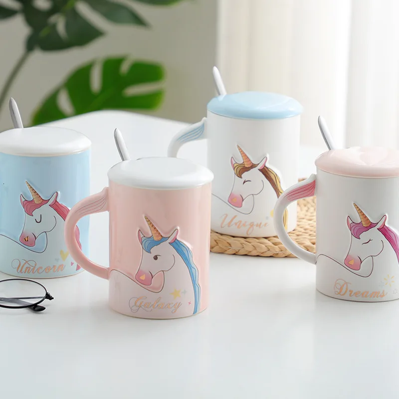 Кружка в виде единорога 450 мл кружки радуги лошади чашка необычная керамическая
