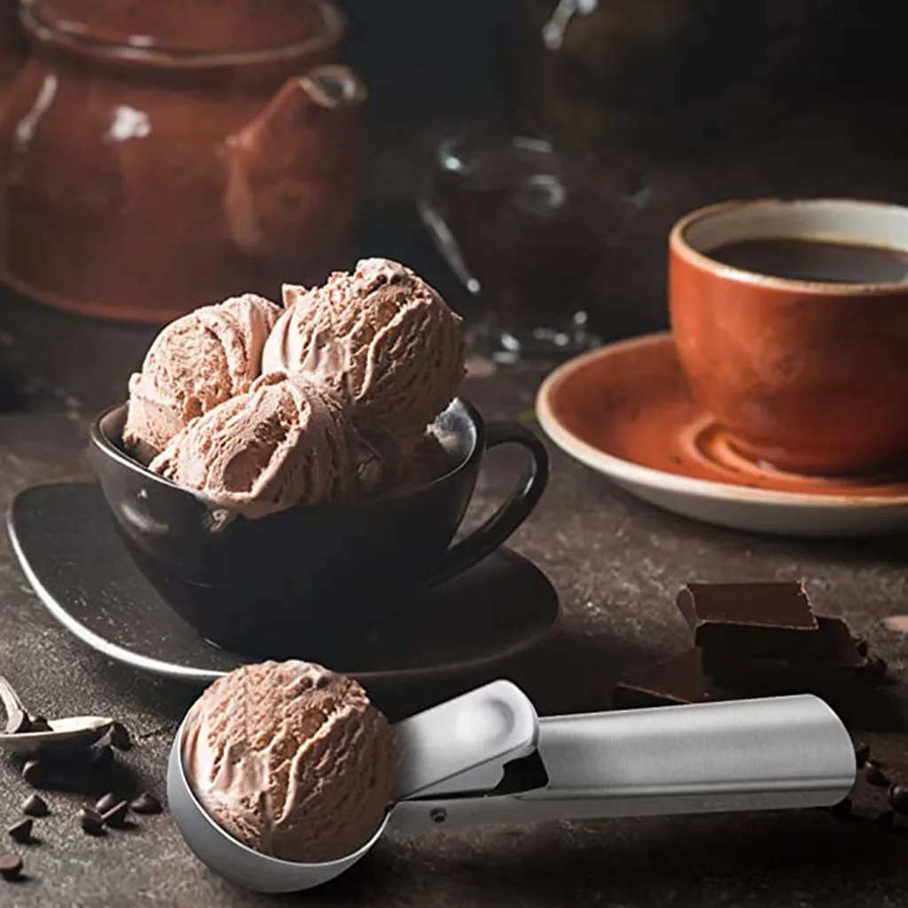 

1pcs Stainless Steel Ice-cream Scoop With Comfortable Anti-freeze Handle Ice Cream Scoop Ice Ball Disher Spoon Watermelon Spoon