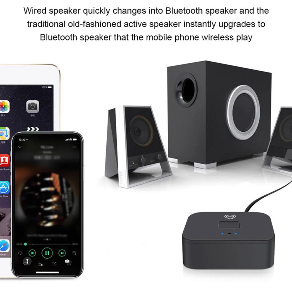 Bluetooth аудио приемник Aux + 2RCA интерфейс мобильного телефона NFC Беспроводной адаптер