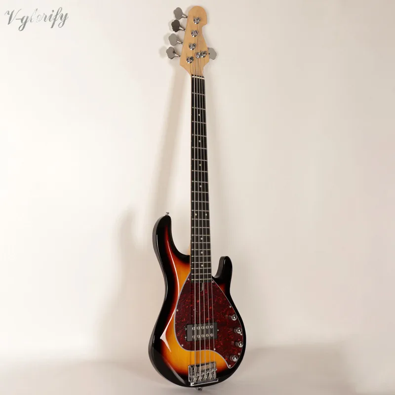 Высокое качество sunburst Цвет новинка 5 струн бас гитара с бесплатной сумкой|custom bass