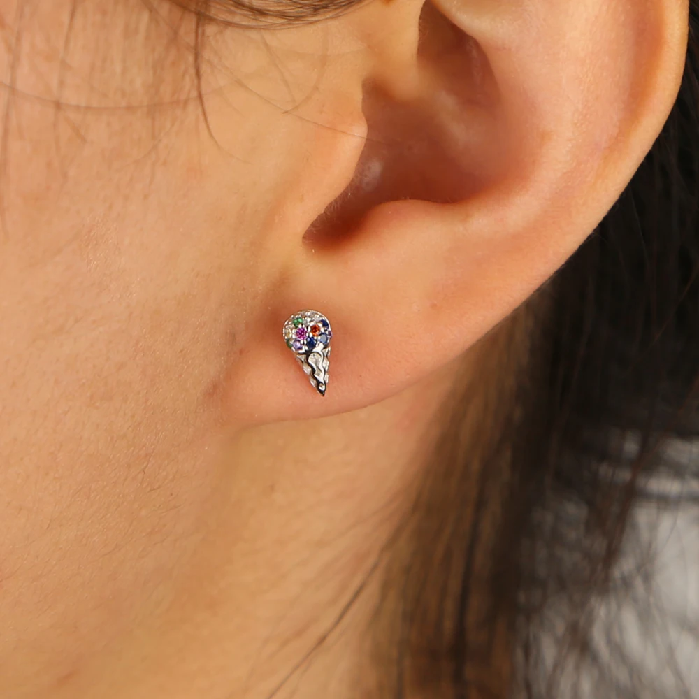 Женские серьги гвоздики с мороженым из серебра 925 пробы|Серьги-гвоздики| |