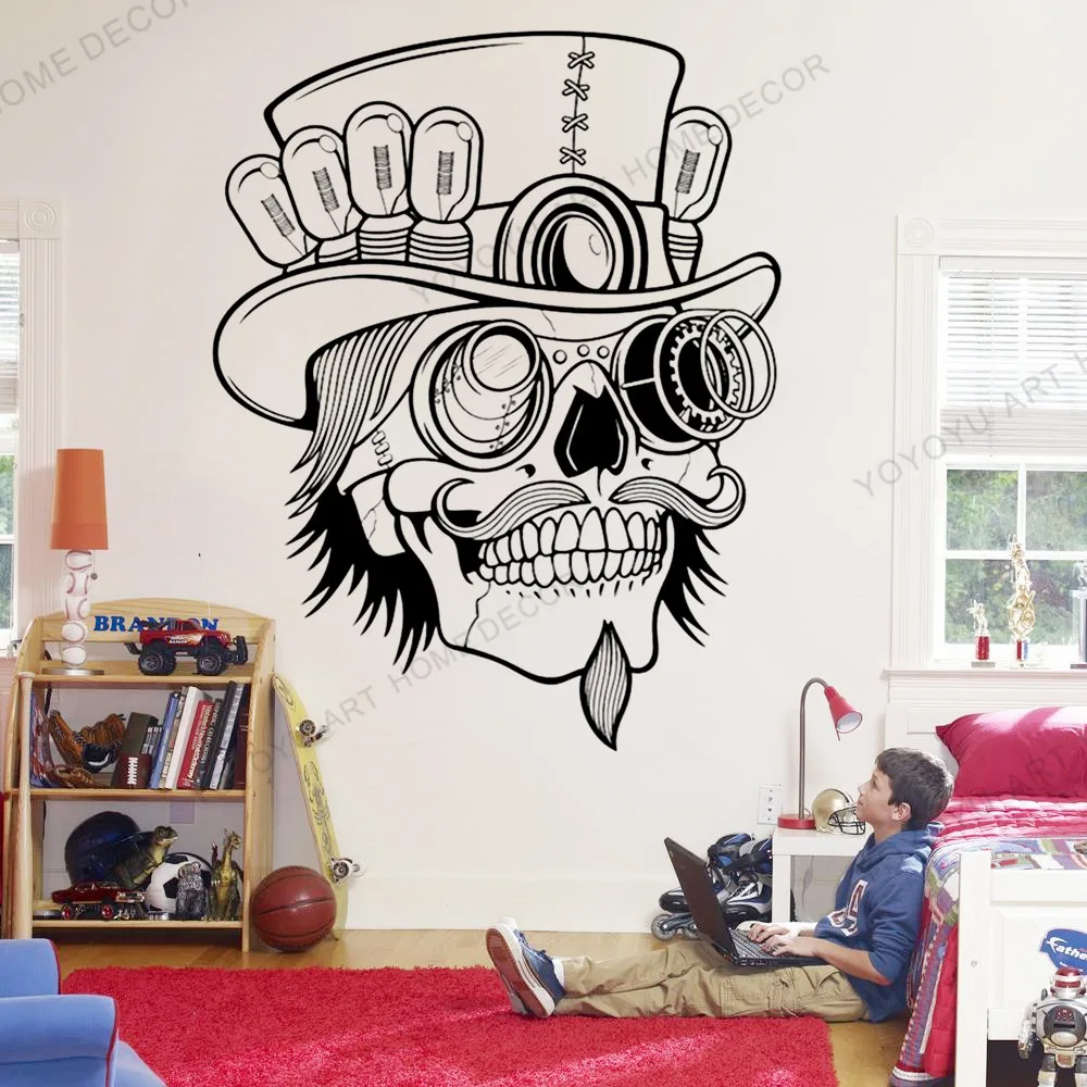 

Kids Room Design Wallpaper Murals Steampunk Sugar Skull Vinyl Wall Decal Sticker Art Decor Bedroom Mordern Home Decor Q43