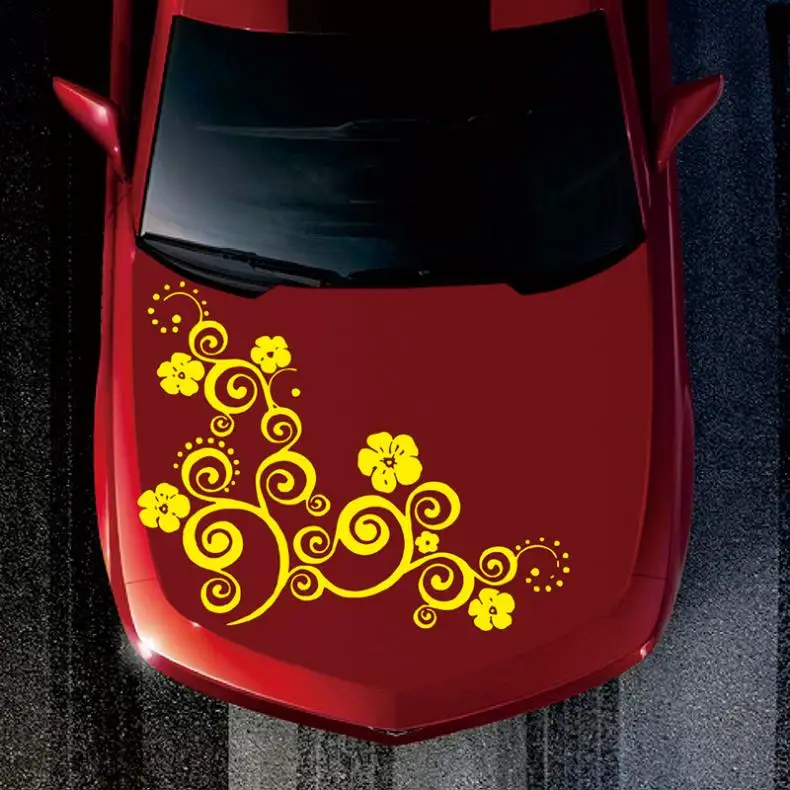 

50 x 80CM PVC Car Stickers and Decals Summer Flower Pattern Personality Car Body Bumper Hood Scratch Sticker