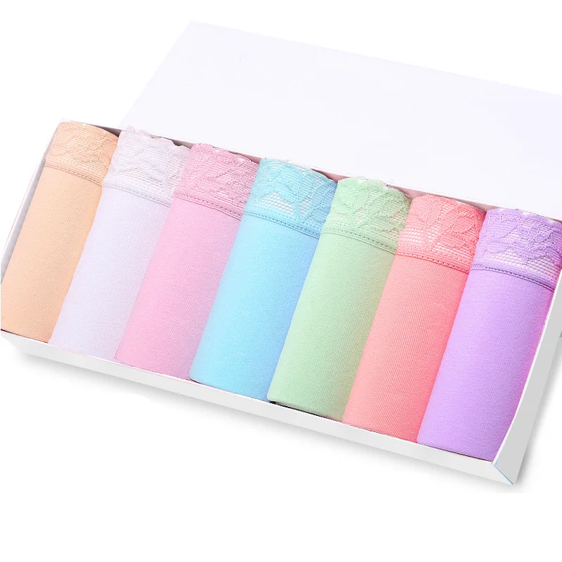 ZJX 7 шт./лот разные цвета сексуальные женские хлопковые трусики Симпатичные для