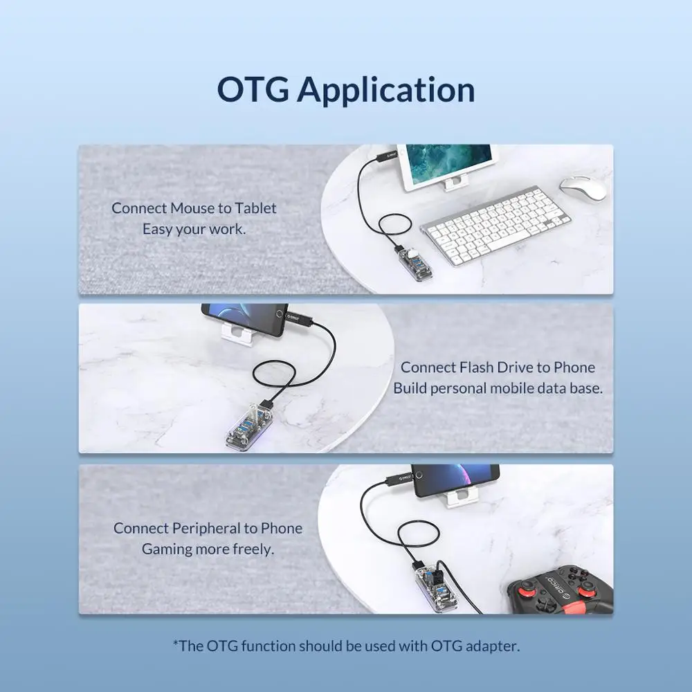 Прозрачная серия ORICO usb хаб 7 4 портовый сплиттер USB 3 0 с двойным интерфейсом